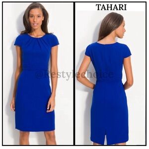 Tahari Arthur S. Levine Blue lined midi Sleeveless Dress- Size 4